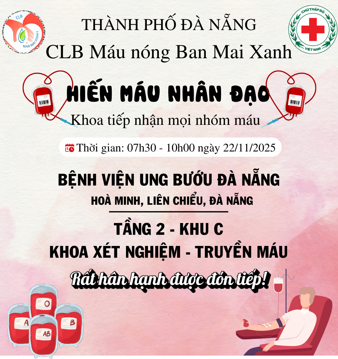 Poster Hiến Máu Nhân Đạo - CLB Máu Nóng Ban Mai Xanh